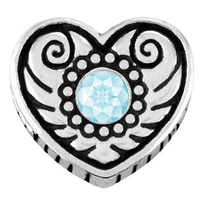 Heart with Aquamarine Stone Slider Charm - Goody Beads