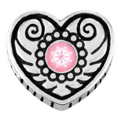 Heart with Rose Stone Slider Charm - Goody Beads