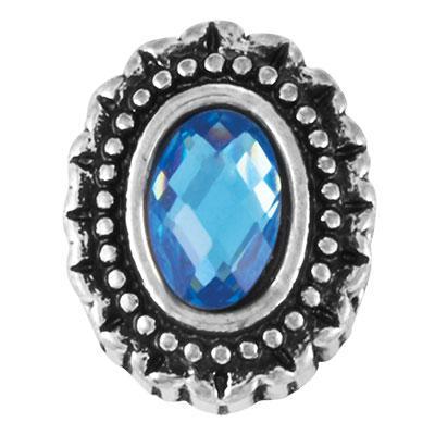 Tempest Capri Blue Stone Oval Slider Charm - Goody Beads