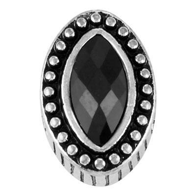 Athena Black Stone Pointed Oval Slider Charm - Goody Beads