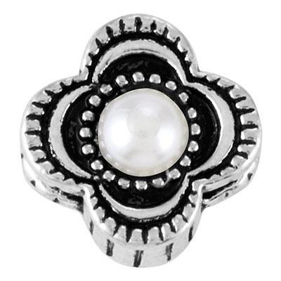 Cream Pearl Flower Slider Charm - Goody Beads