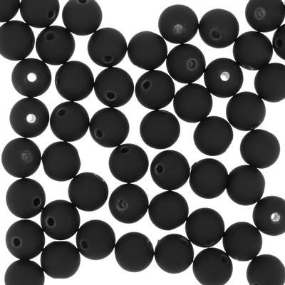 8mm Black Round Satin Beads - Goody Beads