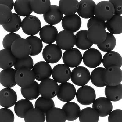 10mm Black Round Satin Beads - Goody Beads