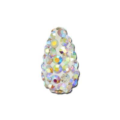 15mm Teardrop Crystal AB Rhinestone Pavé Bead - Goody Beads