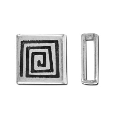 Antique Silver Square Coil Slider for Flat Leather - Goody Beads