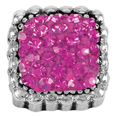 Fuchsia Stones Lavish Square Slider Charm - Goody Beads