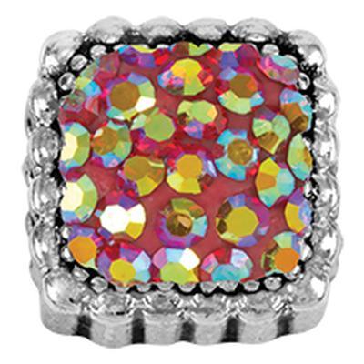 Light Siam AB Stones Lavish Square Slider Charm - Goody Beads