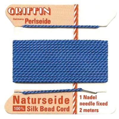 Griffin Bead Cord 100% Silk - No. 4 (0.60mm) Blue - Goody Beads