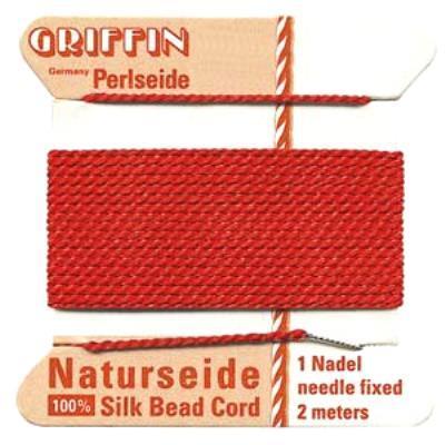 Griffin Bead Cord 100% Silk - No. 4 (0.60mm) Red - Goody Beads