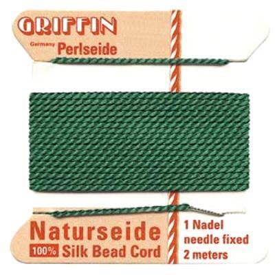 Griffin Bead Cord 100% Silk - No. 6 (0.70mm) Green - Goody Beads