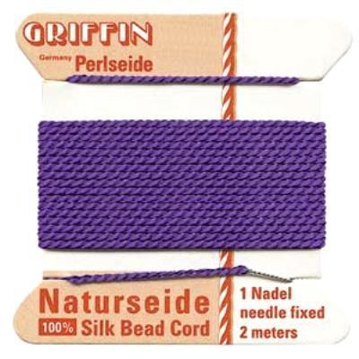 Griffin Bead Cord 100% Silk - No. 2 (0.45mm) Amethyst - Goody Beads