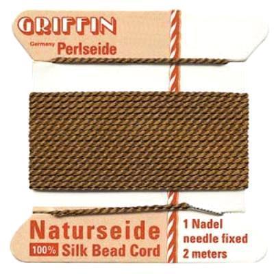 Griffin Bead Cord 100% Silk - No. 12 (0.98mm) Brown - Goody Beads