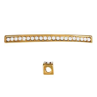 50mm Gold Plated Rhinestone Bar - Goody Beads