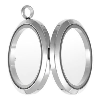 30mm Round Silver Stainless Steel Glass Locket