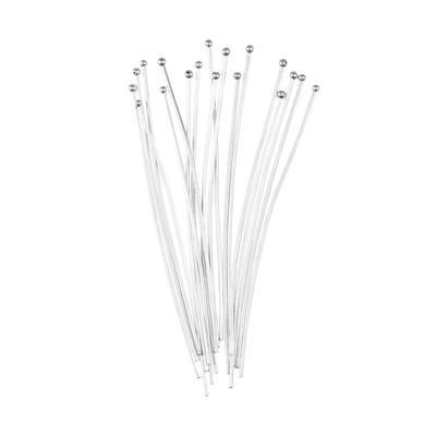 2 Inch Silver Plated 21 Gauge Headpins with Ball Top - Goody Beads