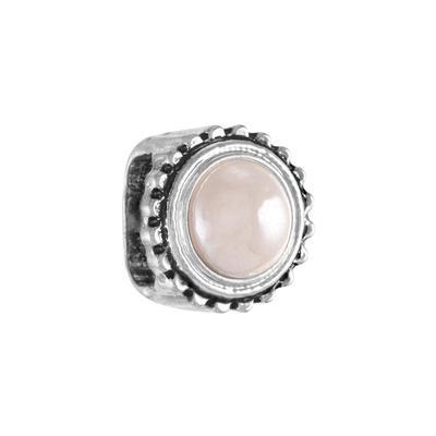 Rhodium Plated Taupe Faux Pearl Top Bead For Licorice Leather - Goody Beads