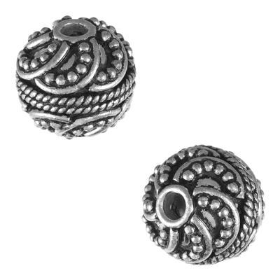 13mm Silver Plated Round Bali Style Bead - Goody Beads