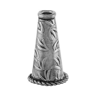 21mm Silver Plated Bali Style Etched Pattern Cone - Goody Beads