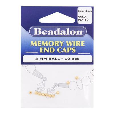 3mm Gold Round Memory Wire End Caps - Goody Beads