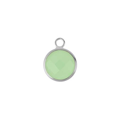 10mm Round Mint Green Faceted Glass Charm with Silver Plating - Goody Beads