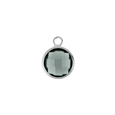 10mm Round Black Faceted Glass Charm with Silver Plating - Goody Beads