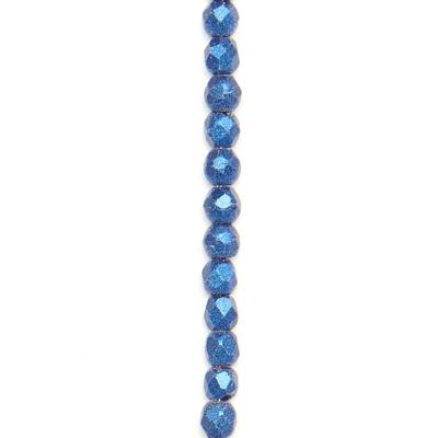 2mm Metallic Suede Blue Faceted Czech Fire Polish Beads - Goody Beads