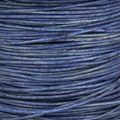 1mm Natural Blue Round Leather Cord - 2 Meters - Goody Beads