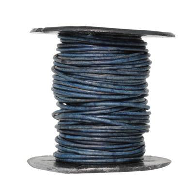 1mm Natural Blue Round Leather Cord 10 Meter Spool