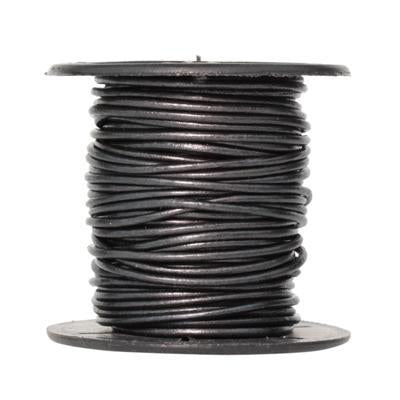 1mm Metallic Gunmetal Round Leather Cord 10 Meter Spool