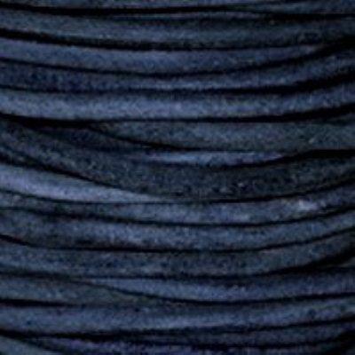 2mm Natural Blue Round Leather Cord - 2 Meters - Goody Beads