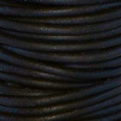 2mm Natural Black Round Leather Cord - 2 Meters - Goody Beads