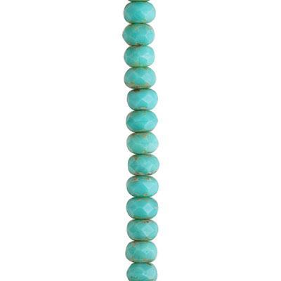 5x3mm Dark Turquoise Opaque with Picasso Rondelle Czech Glass Beads from Raven's Journey - Goody Beads