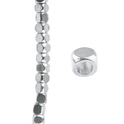 3mm Rounded Square Silver-Plated Brass Beads - Goody Beads