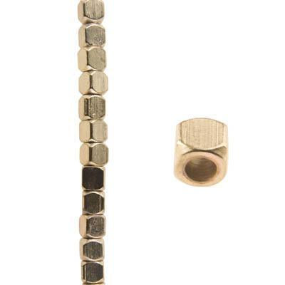 3mm Rounded Square Gold Color Over Brass Beads - Goody Beads