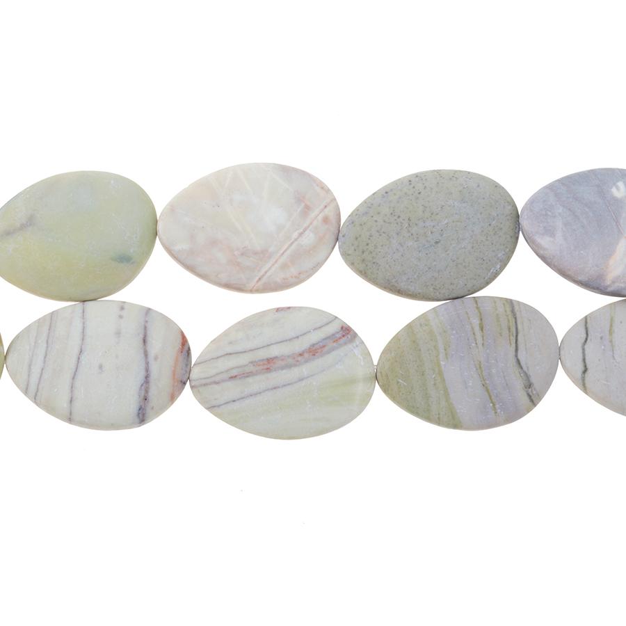 MATTE Australian Butter Jasper 25x35mm Free Form Oval 8-Inch