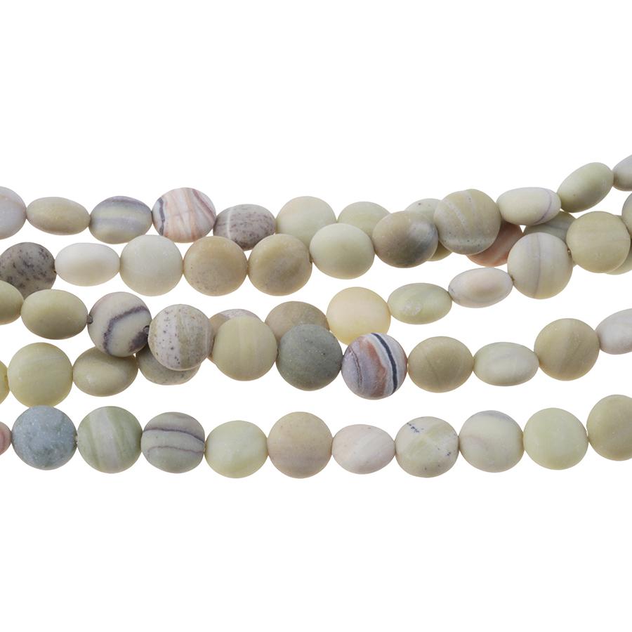 MATTE Australian Butter Jasper 8mm Puff Coin 8-Inch - Goody Beads