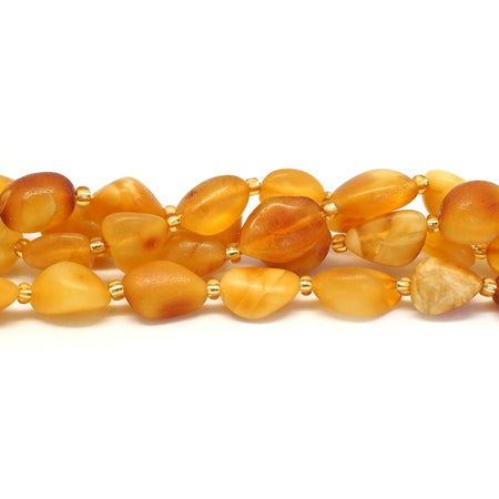 Amber Matte, 8x10-10x14mm Tumbled Nugget 15-16