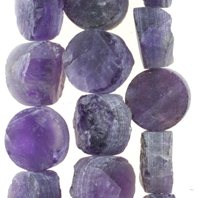 Amethyst 12mm Irregular Rough Coin 8-Inch