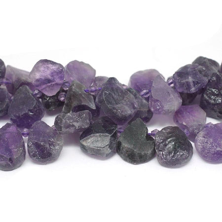 Amethyst Rough, Top Drill 18x25mm Drop - 15-16 Inch