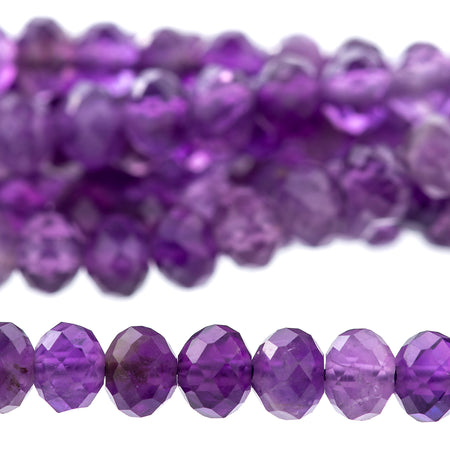 Amethyst 4mm Rondelle Faceted - 15-16 Inch - Goody Beads