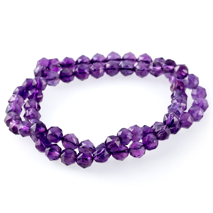 Amethyst 6mm Double Heart Faceted - 15-16 Inch