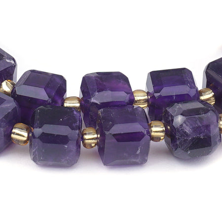 Amethyst 7x10 mm Table Cut Cube - 15-16 Inch - Goody Beads