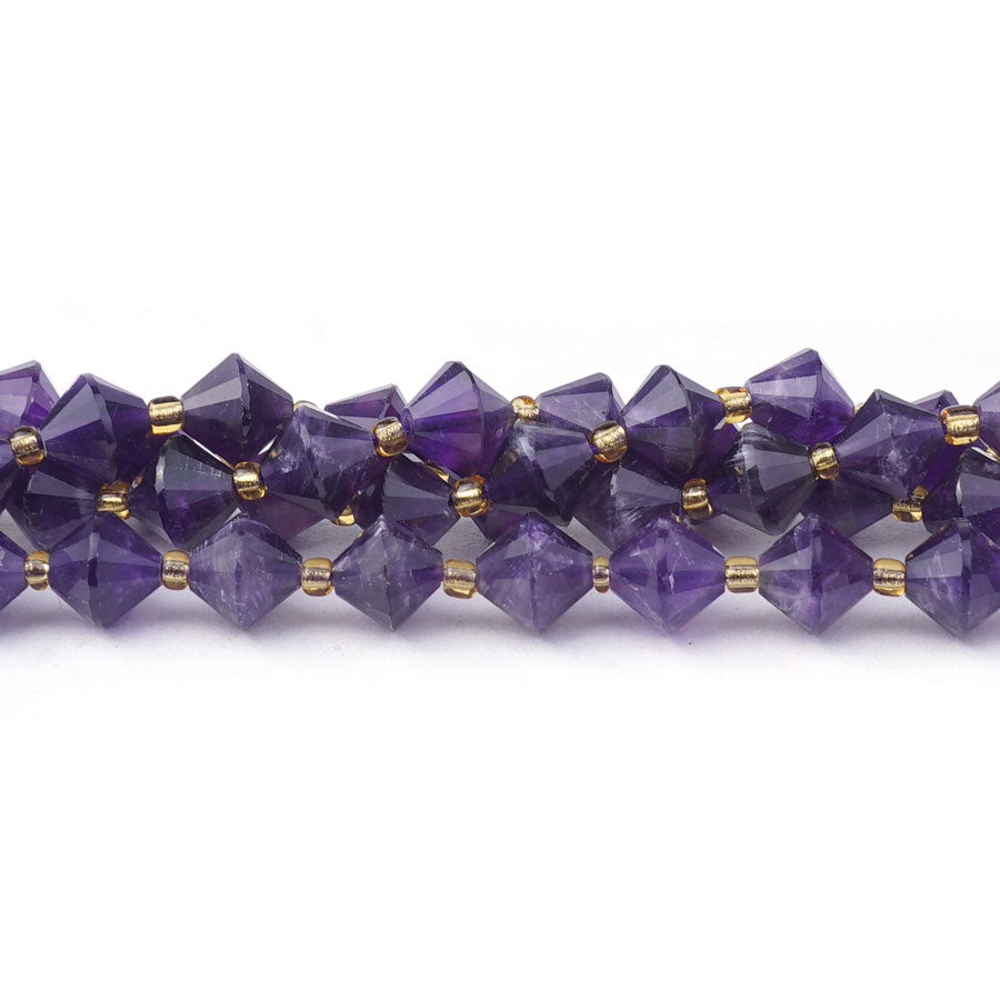 Amethyst 8mm Bicone Faceted A Grade - 15-16 Inch - Goody Beads