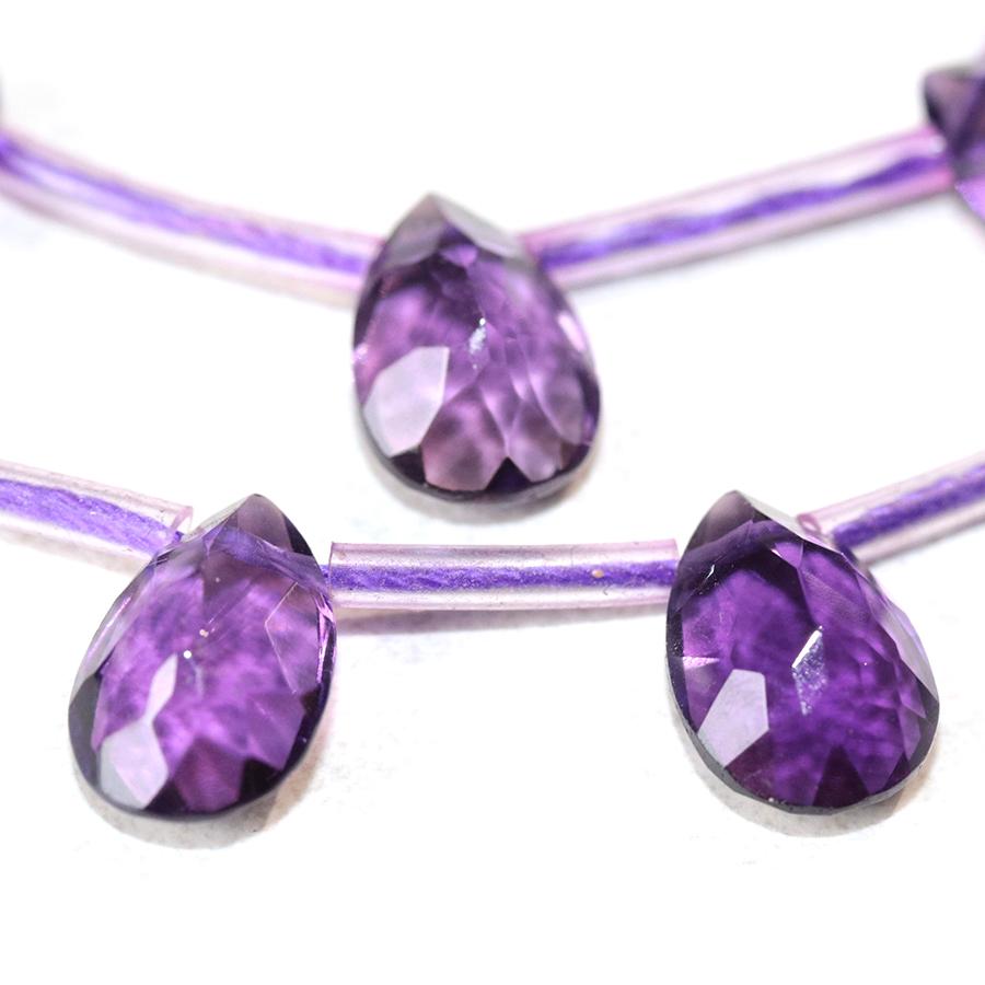 Amethyst 8x12mm Faceted Drop + Tube 15-16 Inch