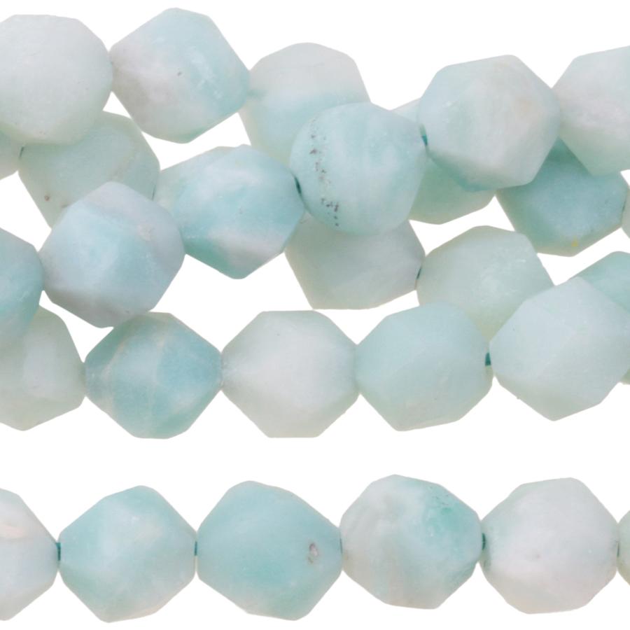 MATTE Amazonite 8mm Star Cut Round 15-16 Inch