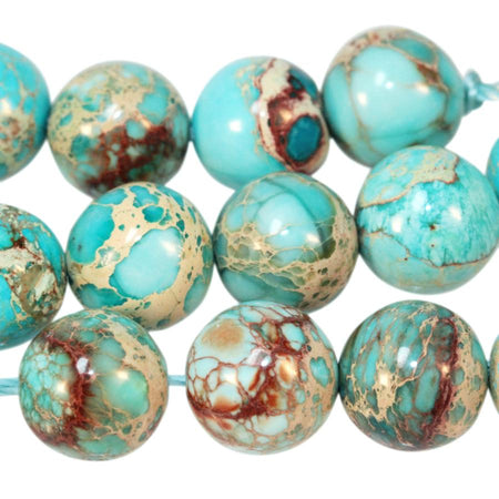 Aqua (Dyed) Impression Jasper 10mm Round 8-Inch