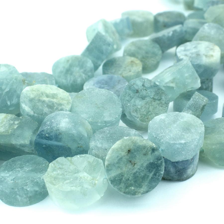 Aquamarine 12mm Coin Irregular Rough 8-Inch