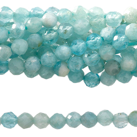 Aquamarine 3mm Round Faceted - 15-16 Inch - Goody Beads