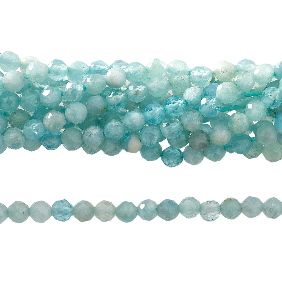 Aquamarine 3mm Round Faceted - 15-16 Inch - Goody Beads