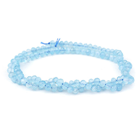 3X4mm Aquamarine Natural Faceted Rondelle AA Grade - 15-16 Inch - Goody Beads